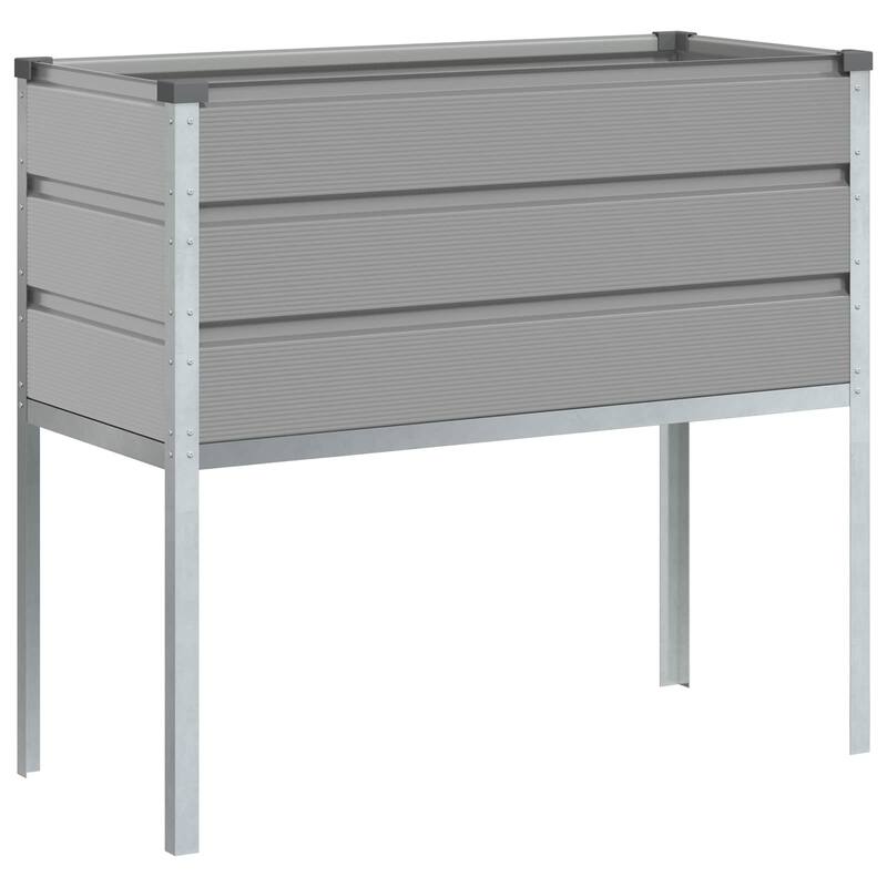 vidaXL Planter 100 x 45 x 90 cm Galvanised Steel - 39.37 x 17.72 x 35.43
