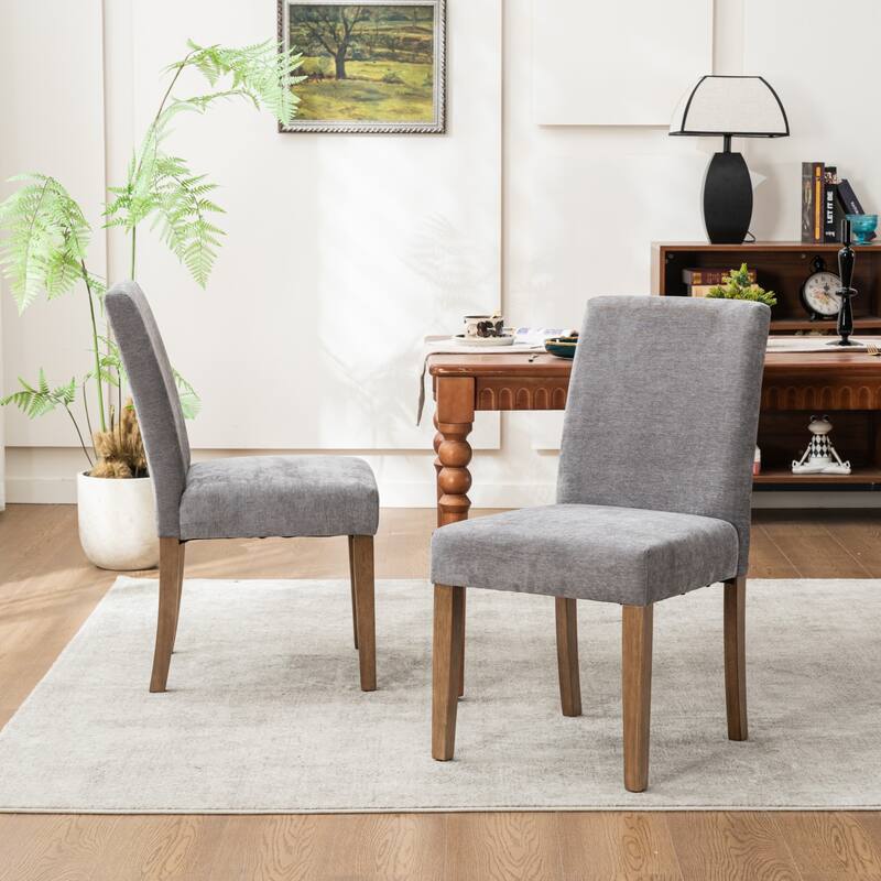 Upholstered Modern Dining Chairs, Linen Fabric Side Chairs Set of 2