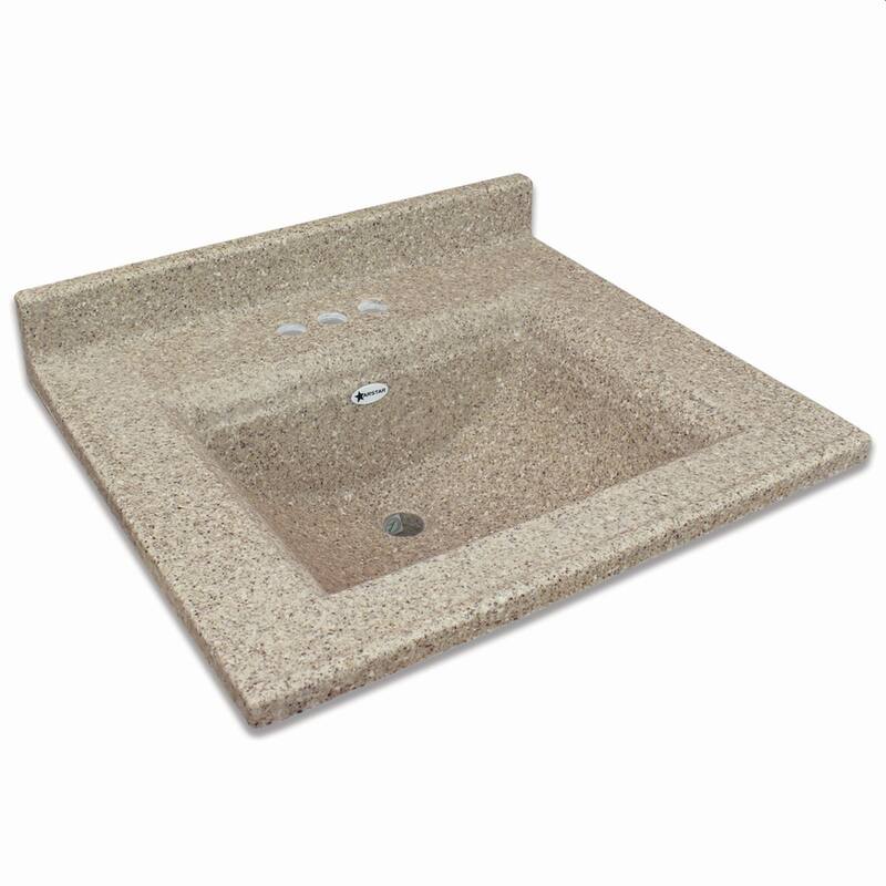 Transolid Savannah 61-in Premium Cultured Marble Vanity Top with Integrated Sink - 61-in x 22-in - 61-in x 22-in - Latte