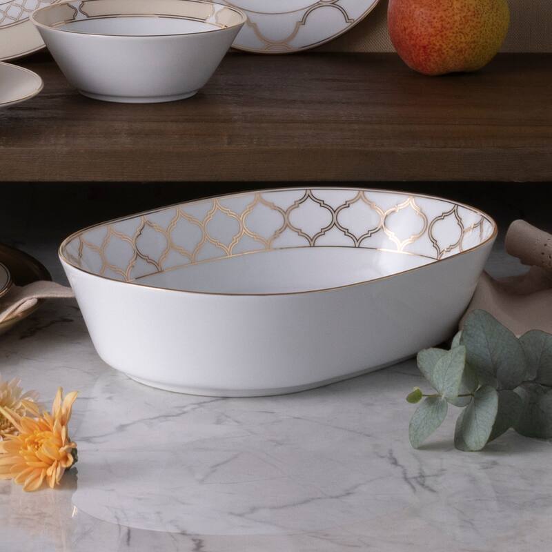 Eternal Palace Oval Vegetable Bowl, 9.75", 46 Oz - Platinum