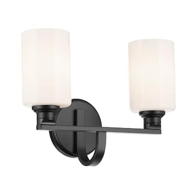 Kichler Lighting Gioe 14.25" 2-Light Vanity Light with Opal Glass in Black