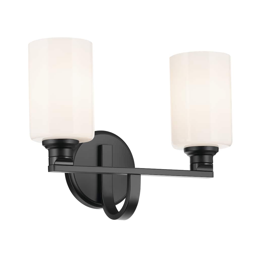 Kichler Lighting Gioe 14.25" 2-Light Vanity Light with Opal Glass in Black