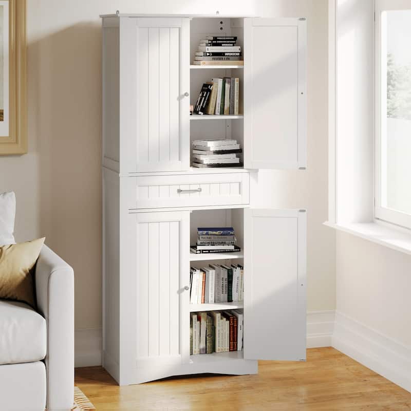71'' Kitchen Pantry Storage Cabinet, Freestanding Pantry Organizers and Storage Cabinet with 4 Doors and 4 Adjustable Shelves