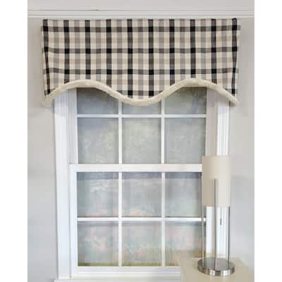 RLF Home Bison Check Cornice Valance with Brush Trim