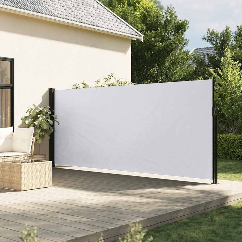 vidaXL Retractable Side Awning Patio Sun Shade Freestanding Privacy Screen - White (form1)