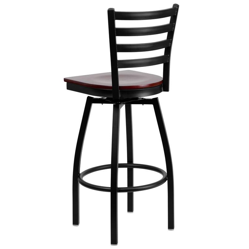2 Pack Hercules Series Ladder Back Swivel Metal Barstool - 16.5"W x 20.5"D x 44.5"H - 16.5"W x 20.5"D x 44.5"H