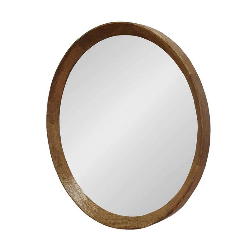 HomeRoots 20" Natural Round Wood Framed Accent Mirror - 19.8' X '19.7' X '2.8