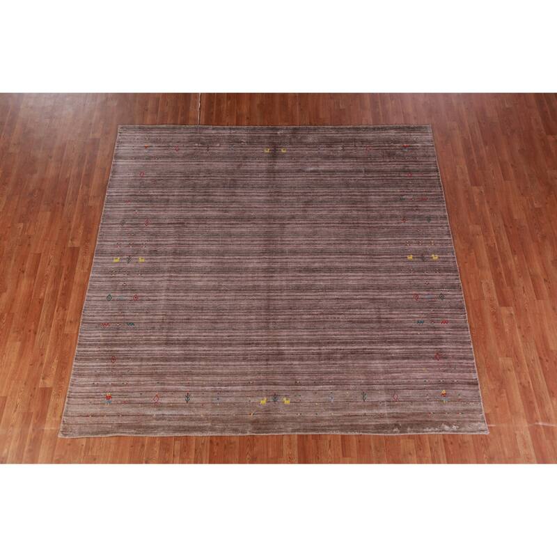 Hand Knotted Oriental 100% Wool Carpet Tribal Tribal Brown Gabbeh Area Rug - 8' 0'' X 8' 1''