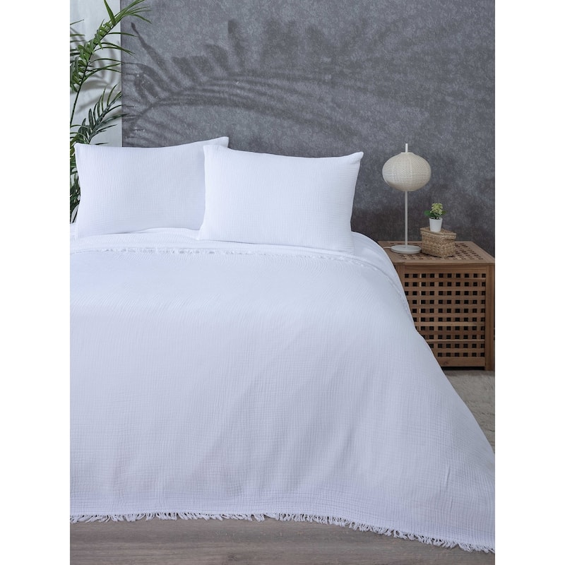 Sussexhome Soft Turkish Cotton Muslin Bed Shams, 2 Pieces Shams - White - 20x35 inches