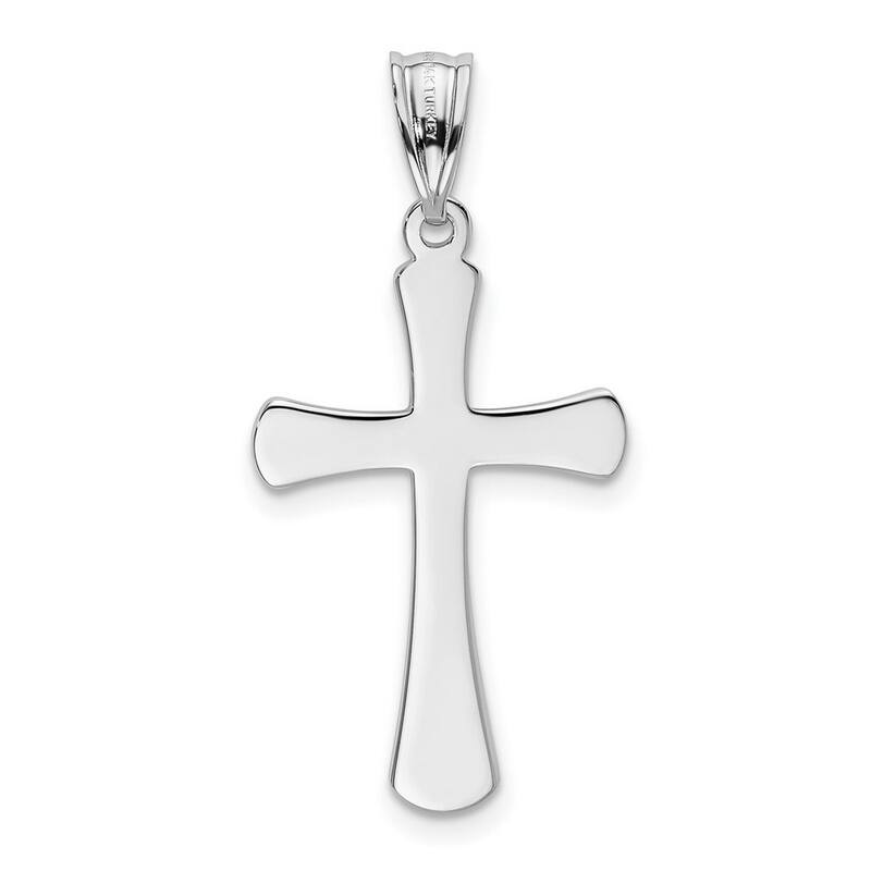 Curata 14k White Gold 18" Polished Smal Rounded Cross Necklace - 23x16mm