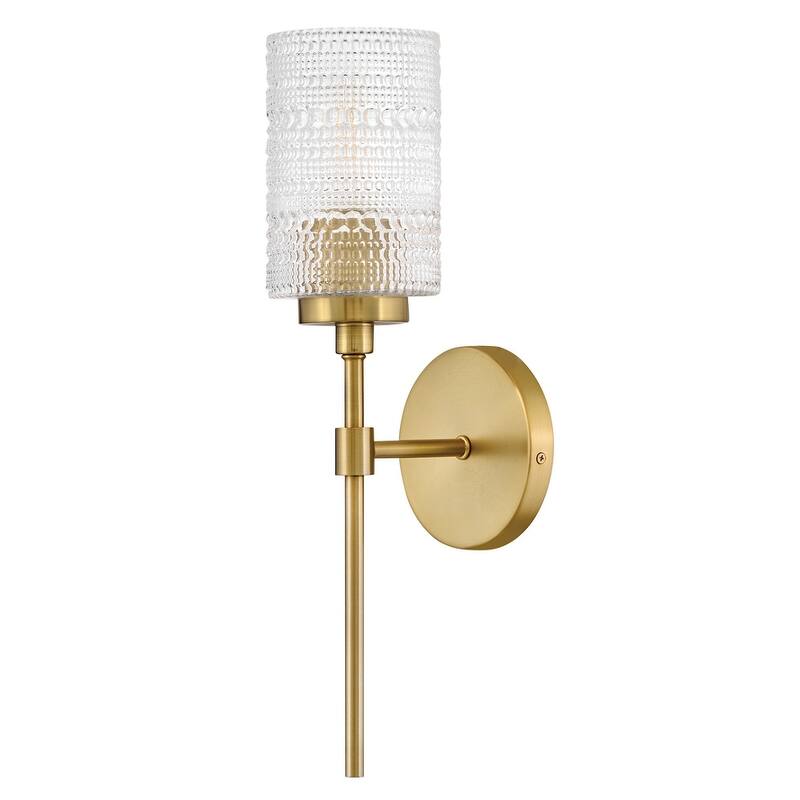 Lark 85570 Mabel 19" Tall Bathroom Sconce with Clear Hobnail Glass - Lacquered Brass