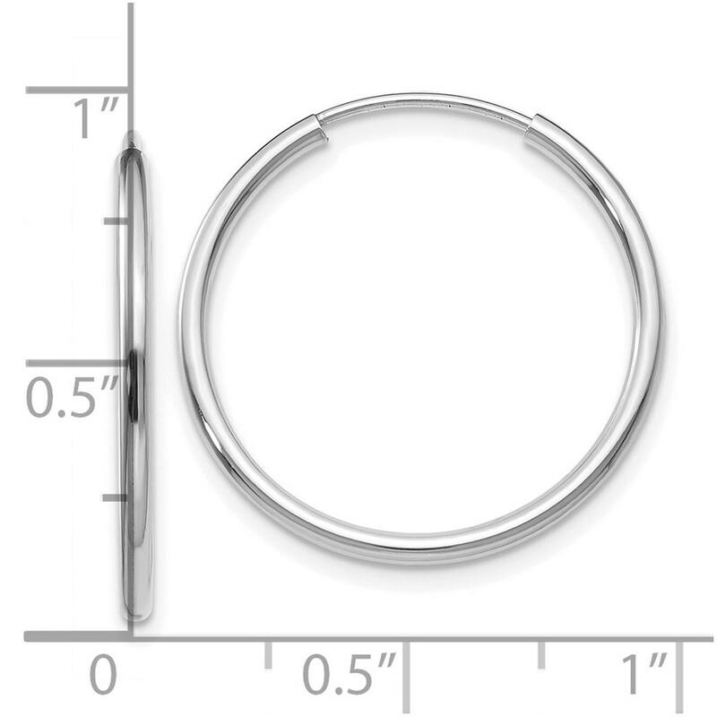 Curata 14k White Gold Polished Endless Hoop Earrings - 21x21mm