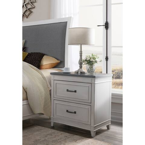 The Gray Barn Happy Horse White and Grey 2-drawer Nightstand
