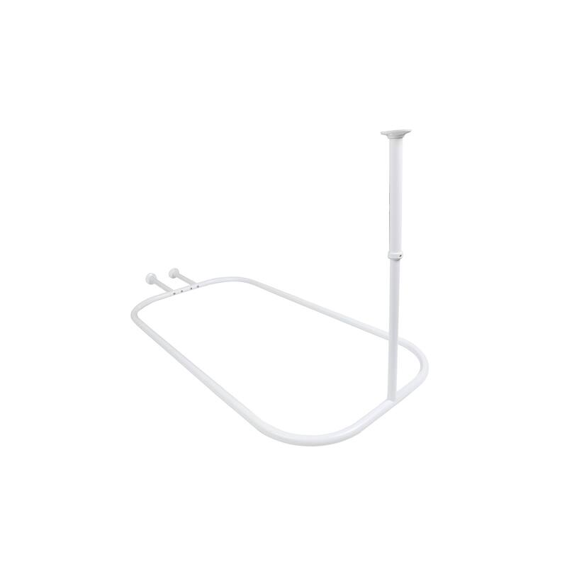 Utopia Alley Rustproof Wall Mounted Aluminum Hoop Shower Rod With Ceiling Support for Clawfoot Tub, 46 * 22 in, White