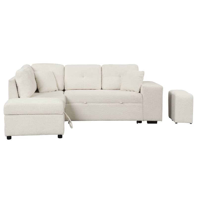 87.7" 4-Seat Convertible Sectional Sofa Set with Pillows and Ottoman