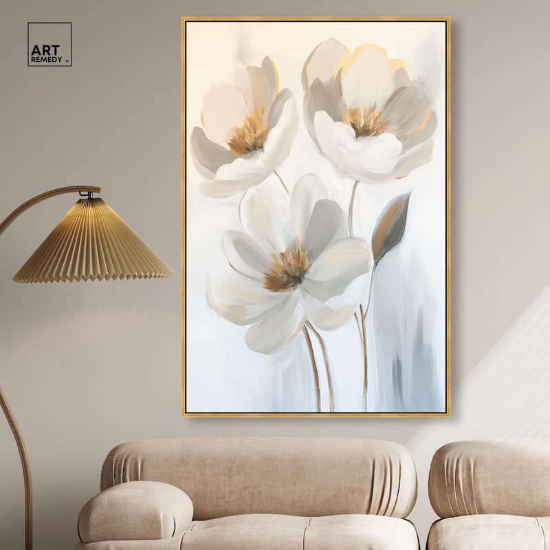 Silvered Flora I Canvas by Art Remedy