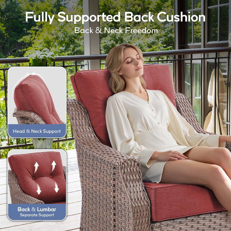 3 Pieces Swivel Chairs Ottomans with Glass Side Table