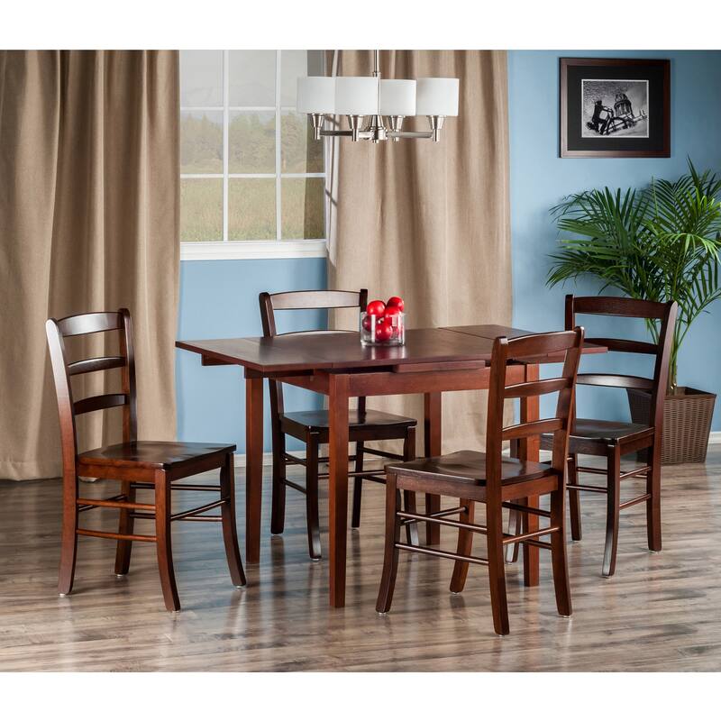 5-Pc Extendable Table with Ladder-back Chairs, Walnut