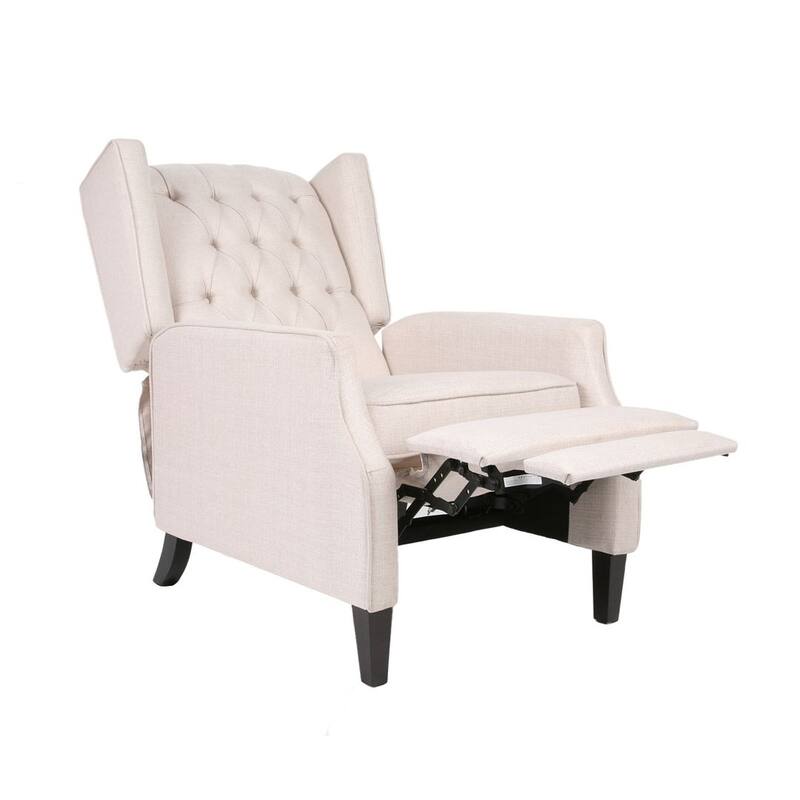 Modern Fabric Recliner with Wingback Design and Tufted Upholstery by Christopher Knight Home