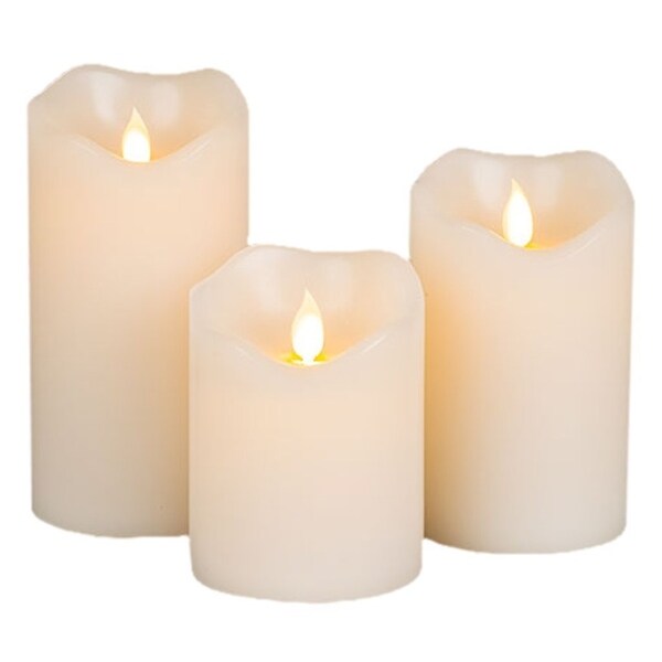 Gerson 42543 Motion Flameless Pillar Candle, Ivory, 3 Pack - Ivory