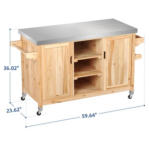 Moasis Outdoor Kitchen Island Rolling Trolley Bar Cart with Stainless ...
