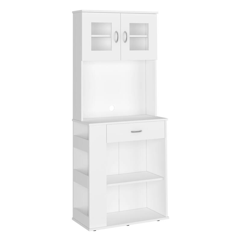 Capienza Pantry Cabinet, Two Shelves, Double Door, One Drawer, Three Side Shelves -White - White