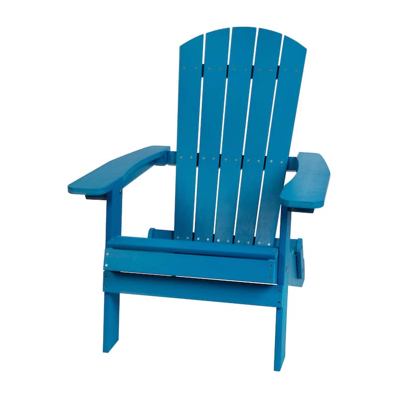 Set of 2 Poly Resin Folding Adirondack Chair-Indoor/Outdoor Patio Chair