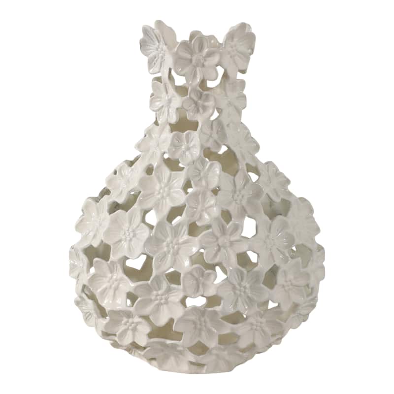 Aluminum Decorative Vase Floral Openwork Design Glam Style Modern