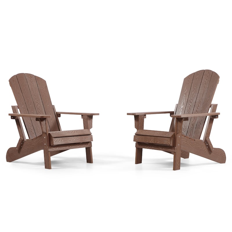 Hurley Folding Poly Adirondack Chair with Pull-out Ottoman (Set of 2)