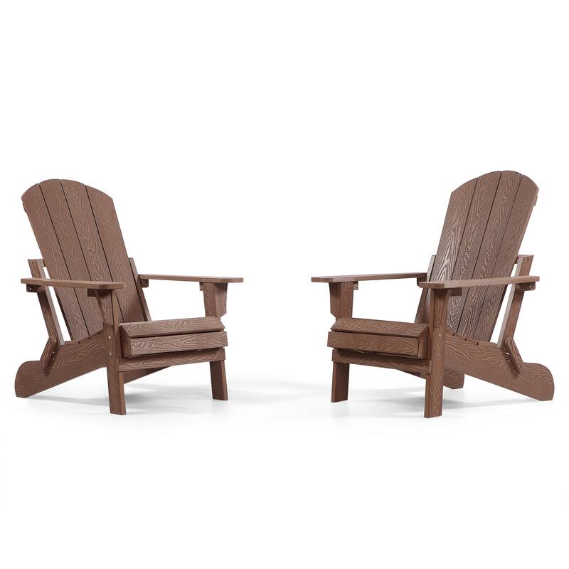 Seaton Folding Poly Adirondack Chair with Pull-out Ottoman, Set of 2