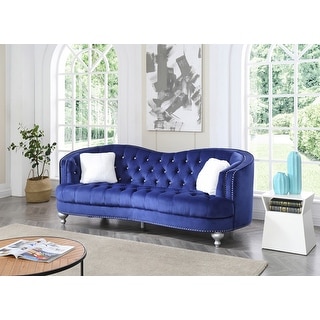 Jewel 90 in. W Flared Arm Velvet Straight Sofa - 37"L x 90"W x 35"H