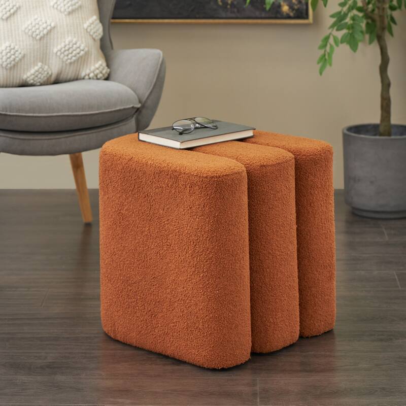 White, Gray or Copper Polyester W-Shaped Room Ottoman - Copper