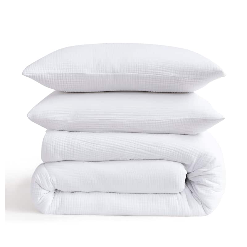 HiEnd Accents 100% Cotton Voile Muslin Gauze Soft and Lightweight Bedding 3 Piece Comforter Set