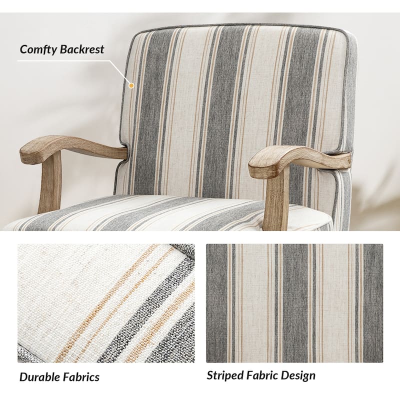 Rinaldo Farmhouse Polyester Armchair with Solid Wood Legs by HULALA HOME