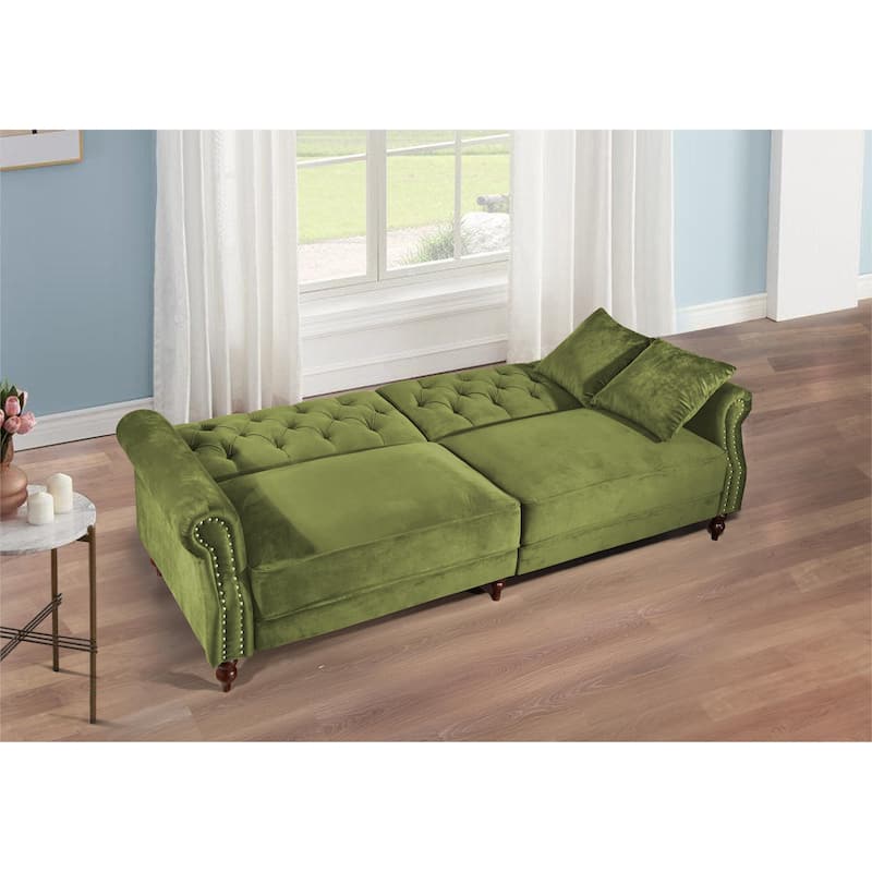 87.8'' Convertible Velvet Sofa Bed Sleeper Futon