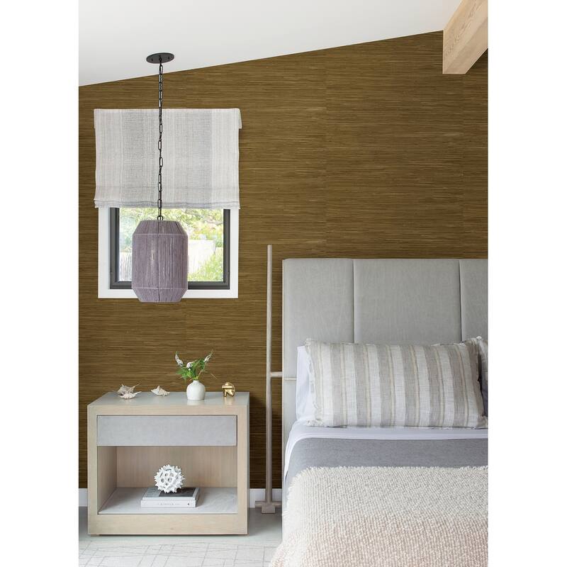 A-Street Prints Zhilan Brown Grasscloth Wallpaper