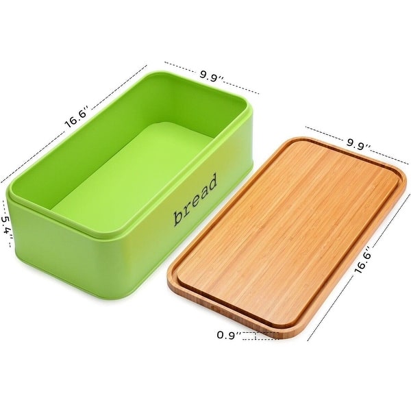 Stainless Steel Bread Box With Bamboo Cutting Board/lid & Canister Set