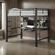 preview thumbnail 1 of 4, Metal Bunk Bed with Workstation and Guard Rails, Black