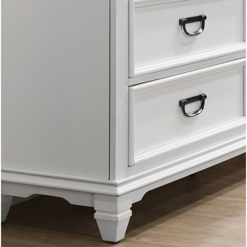 3-Drawer Nightstand in Weathered White and Gray - Solid Wood Frame, Full Extension Metal Glides