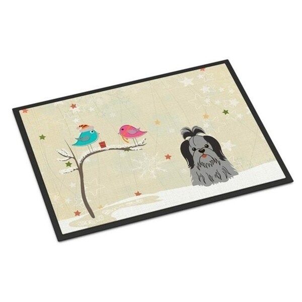 Carolines Treasures BB2561JMAT Christmas Presents Between Friends Shih Tzu Black Silver Indoor or Outdoor Mat 24 x 0.25 x 36 in.