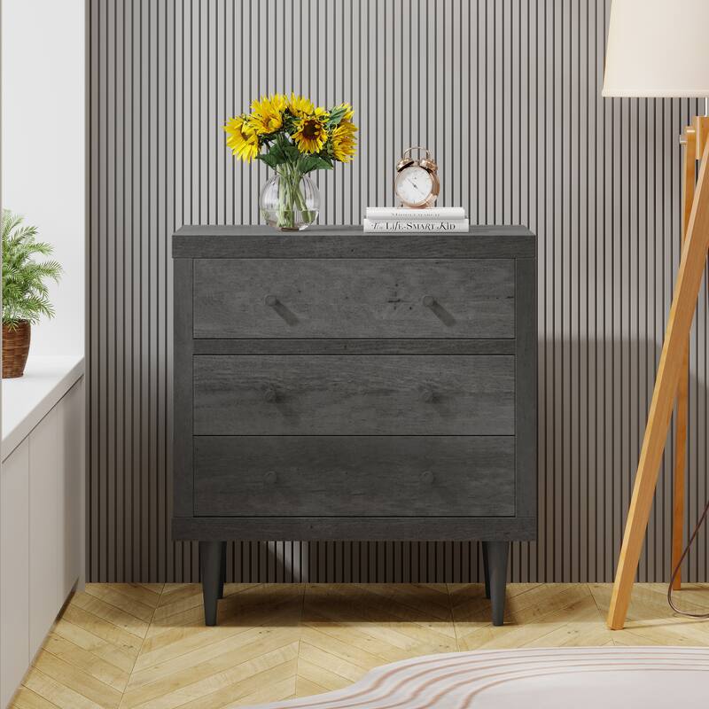 Wardrobe 3 Drawer Dresser Grey Entrance Cabinet for Bedroom, Hallway - Grey