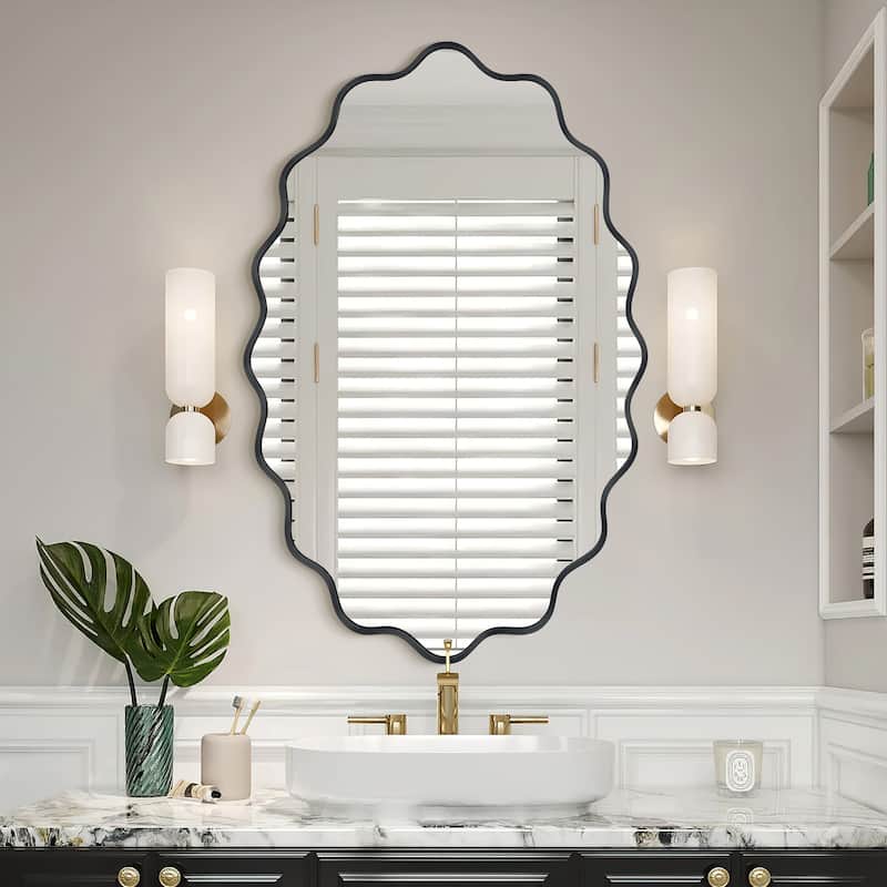 ALuminum Alloy Framed Wavy Oval Wall Mirror