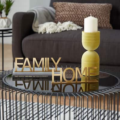 Gold Metal Family, Home Home Decorative Sign (Set of 2)