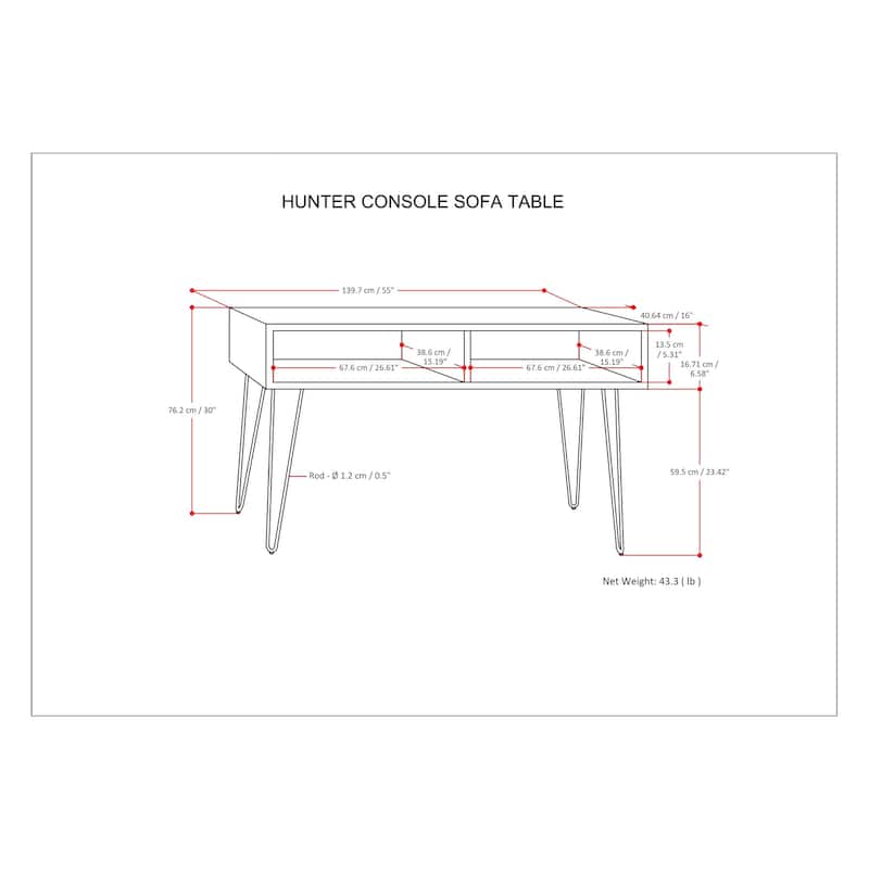 WYNDENHALL Moreno SOLID MANGO WOOD and Metal 55 inch Wide Industrial Console Sofa Table in Natural - 55 W x 16 D x 30 H
