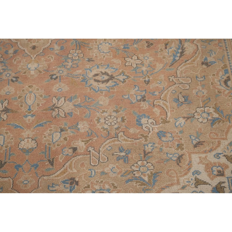 Traditional Mashad Vintage Persian Area Rug Handmade Wool Carpet - 7'0" x 9'10"