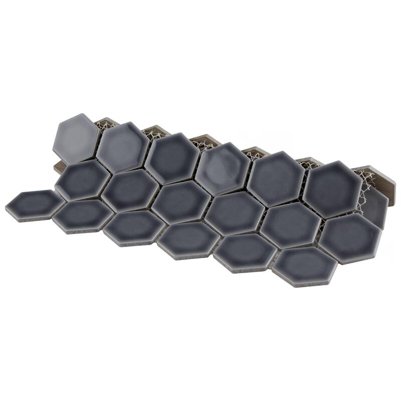 Merola Tile Hudson Due 2" Hex Storm Grey 10-7/8" x 12-5/8" Porcelain Floor and Wall Tile