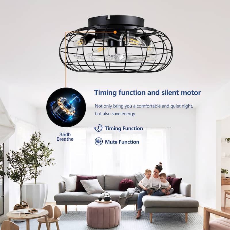 Mounting Type Solid Wood Ceiling Fan With Light Kit Dimmable LED