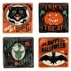preview thumbnail 1 of 5, Certified International Scaredy Cat 8.5-inch Dessert/Salad Plates, Set of 4 Assorted Designs - 8.5" x 8.5" x 0.75"