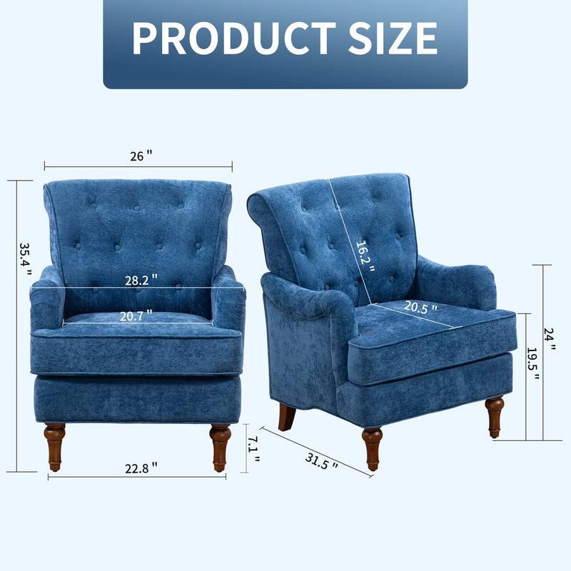 Chenille Accent Chair with Retro Legs
