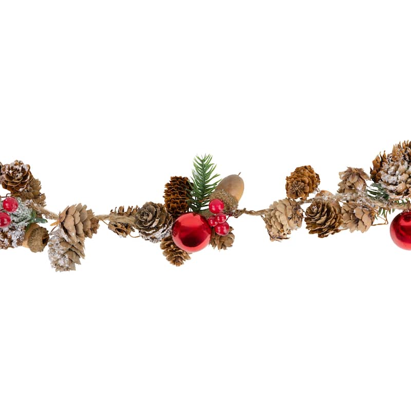 39.5" Pine Cones Berries with Ornaments Christmas Twig Garland - Unlit